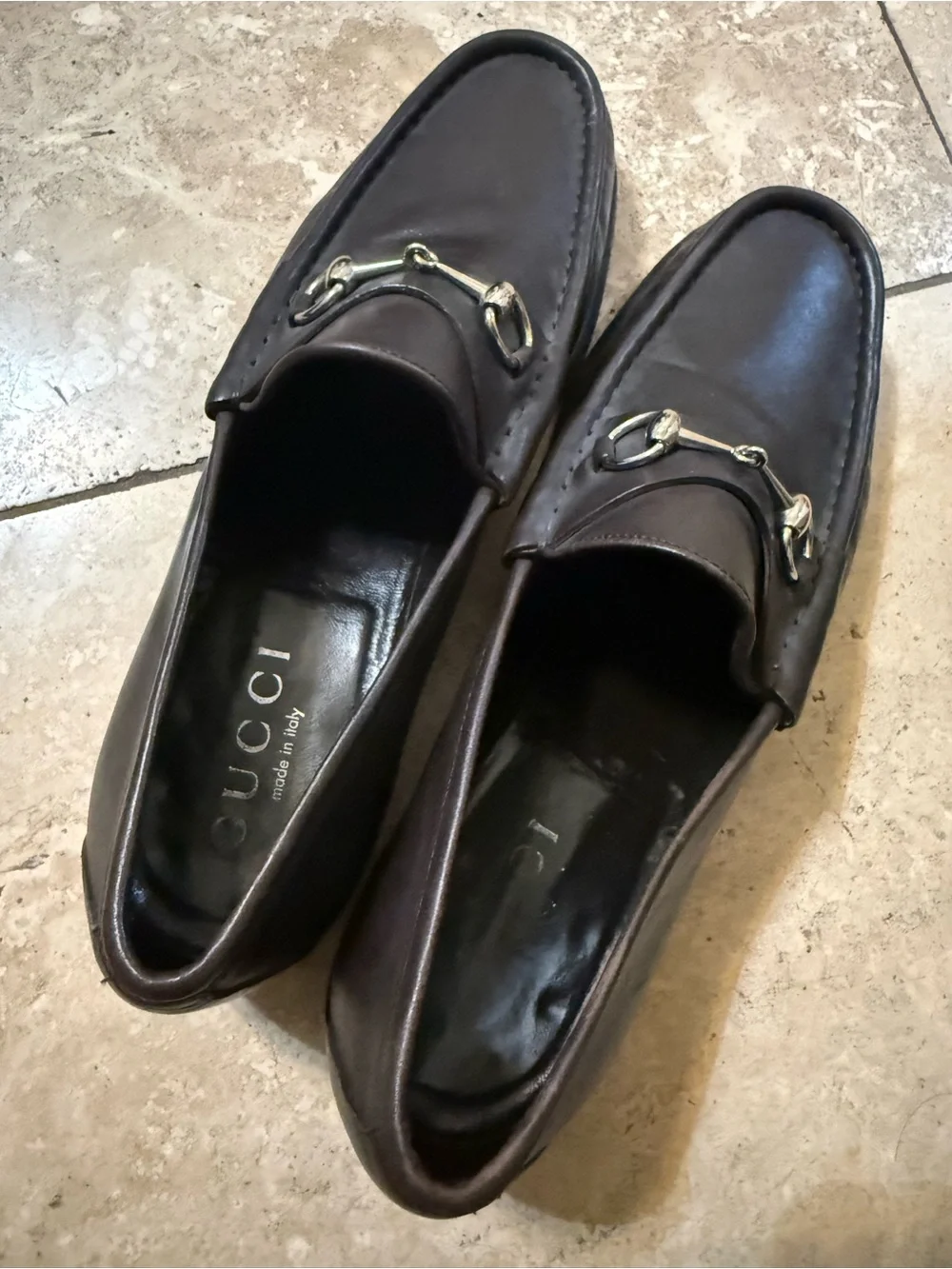 Gucci Dark Brown Leather Horsebit Slip-On Loafers
